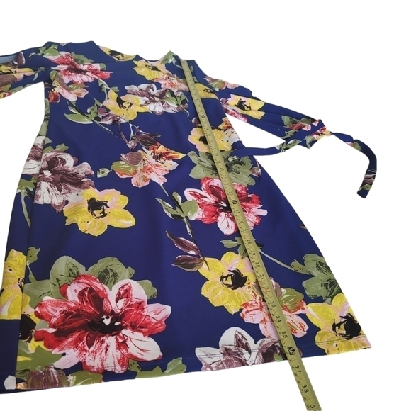royal & Yellow Floral Tie-Cuff Sheath Dress - Women Sz 10 - Picture 5 of 5